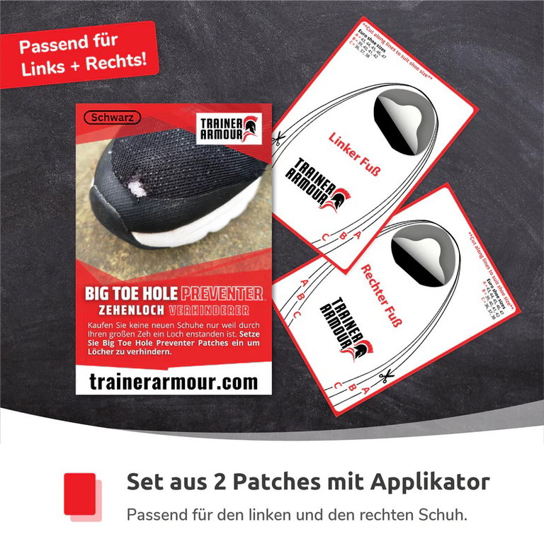 Trainer Armour Zehenloch-Schutz (Big Toe Hole Preventer) Klebepatches für die Zehenbox weiss